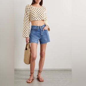 NWT LoveShackFancy Keely Cropped Knit Pullover